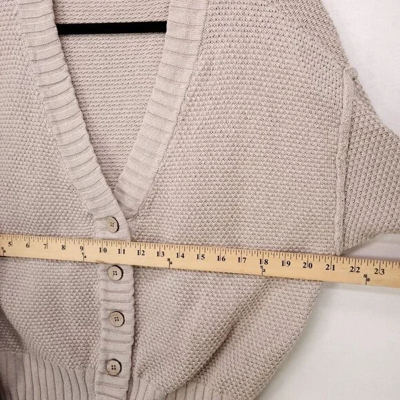 Free People Cardigan Sweater Hailee Cardi Chunky Knit Button Up Beige Size XS - Picture 12 of 14